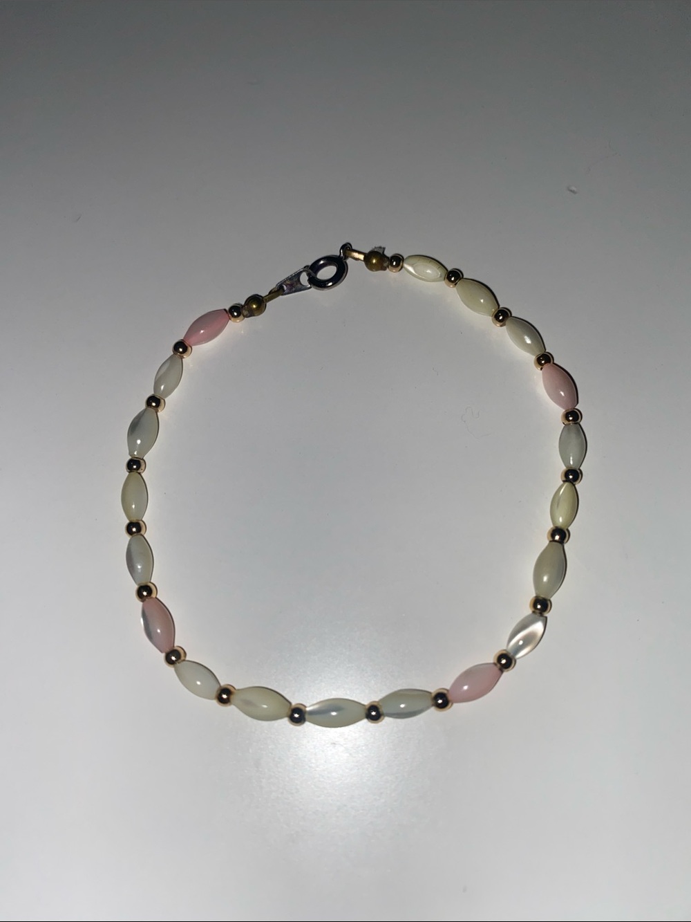 Handcrafted Pink & Ivory Beaded Bracelet -